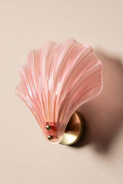 Stunning Pink Glass Shell Wall Light - image 1
