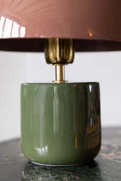 Baked Terracotta & Green Domed Table Lamp - thumbnail 4