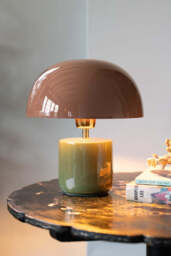 Baked Terracotta & Green Domed Table Lamp - thumbnail 3