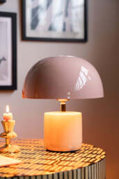 Dusky Pink & Stone Domed Table Lamp - thumbnail 3