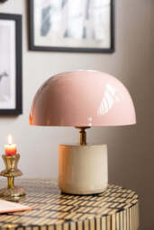 Dusky Pink & Stone Domed Table Lamp - thumbnail 1