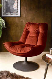 Burnt Orange Velvet Swivel Chair - thumbnail 1