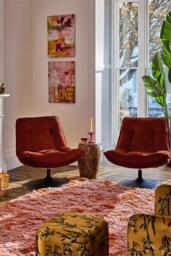 Burnt Orange Velvet Swivel Chair - thumbnail 3