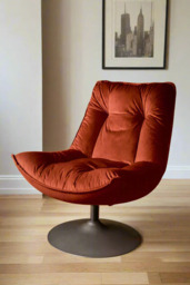 Burnt Orange Velvet Swivel Chair - thumbnail 4