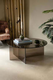 Seventies Smoked Glass Oval Coffee Table