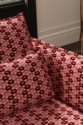 The Lola 3 Seater Sofa in Woven Red & Pink Lips Velvet - thumbnail 4