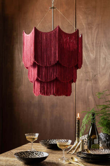 Cherry Red Tiered Fringe Chandelier - image 1