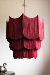 Cherry Red Tiered Fringe Chandelier - thumbnail 4