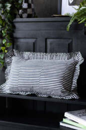 Black & White Stripe Cushion With Scalloped Edge - thumbnail 1