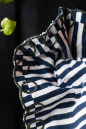 Black & White Stripe Cushion With Scalloped Edge - thumbnail 3