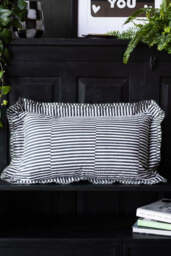 Black & White Stripe Cushion With Scalloped Edge - thumbnail 4