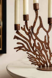 Antique Coral Seven Candle Candelabra - thumbnail 5