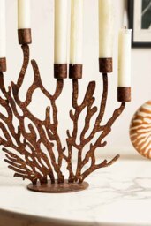Antique Coral Seven Candle Candelabra - thumbnail 3