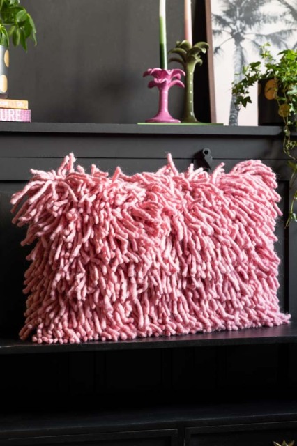 HKLIVING Shaggy Pink Cushion - image 1