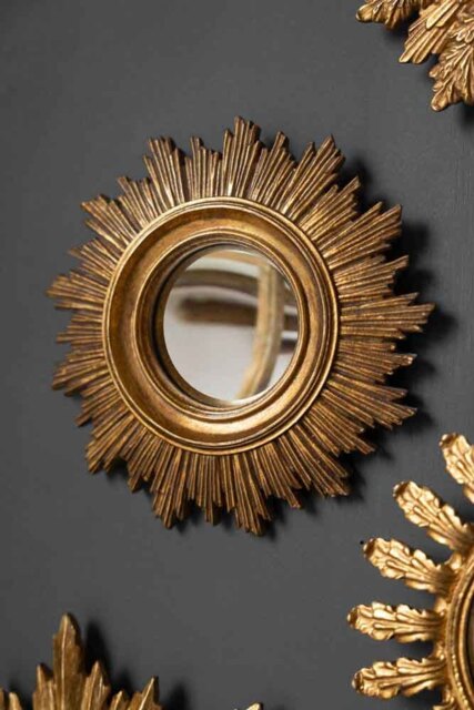 Antique Gold Small Sun Convex Mirror - image 1