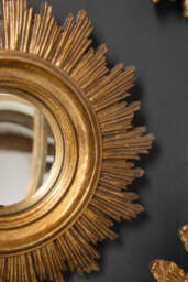 Antique Gold Small Sun Convex Mirror - thumbnail 3