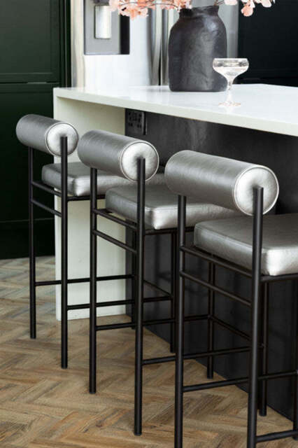 Metallic Silver Roll Back Bar Stool - image 1