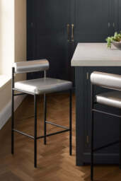 Metallic Silver Roll Back Bar Stool - thumbnail 3
