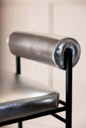 Metallic Silver Roll Back Bar Stool - thumbnail 4