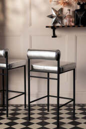 Metallic Silver Roll Back Bar Stool - thumbnail 5