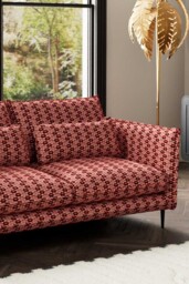 The Lola 2 Seater Sofa in Woven Red & Pink Lips Velvet - thumbnail 3