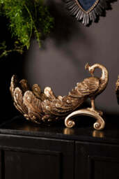 Antique-Style Gold Peacock Decorative Display Bowl - thumbnail 1