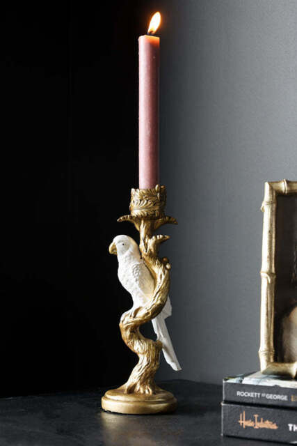 White Parrot Candlestick Holder - image 1