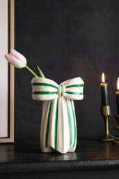 White & Green Beautiful Bow Bud Vase - thumbnail 1