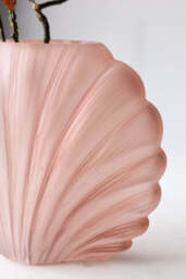 Blush Pink Frosted Glass Shell Vase - thumbnail 4