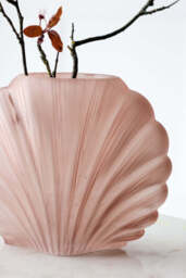 Blush Pink Frosted Glass Shell Vase - thumbnail 3