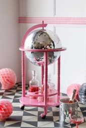 Pink & Silver Disco Ball Drinks Trolley Cart - thumbnail 1