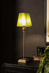 Rechargeable Antique Bronze Table Lamp with Pleated Green Shade - thumbnail 3