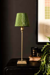 Rechargeable Antique Bronze Table Lamp with Pleated Green Shade - thumbnail 5