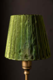 Rechargeable Antique Bronze Table Lamp with Pleated Green Shade - thumbnail 4