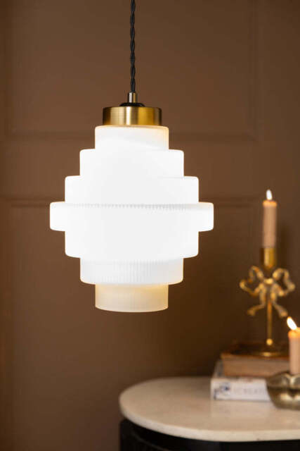 Tiered Opal Glass Easyfit Ceiling Light Shade - image 1