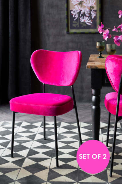 Set Of 2 Dining Chairs In Harry's Hot Pink - image 1