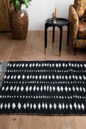 Black & Off-White Geometric Flatweave Rug - Available in 5 Sizes - thumbnail 4