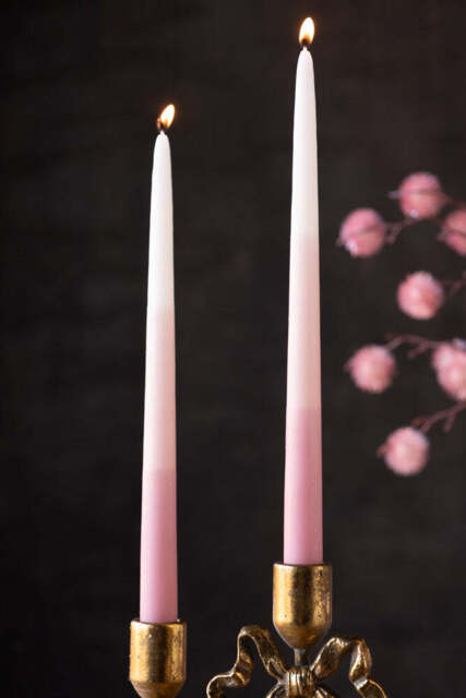 Set Of 2 Ombre Pink Dinner Candles - image 1