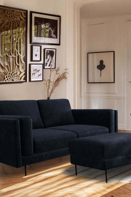 The Grace Medium Sofa In Luxe Needlecord Velvet Midnight Navy - image 1
