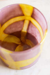 Pink & Yellow Abstract Glass Vase - thumbnail 3