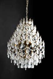Gold Antique-Style Frosted Glass Teardrop Chandelier - thumbnail 4