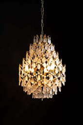 Gold Antique-Style Frosted Glass Teardrop Chandelier - thumbnail 3