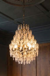 Gold Antique-Style Frosted Glass Teardrop Chandelier