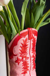 Pink & Red Cowgirl Boot Vase - thumbnail 3