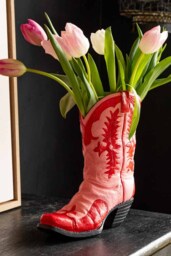 Pink & Red Cowgirl Boot Vase - thumbnail 4