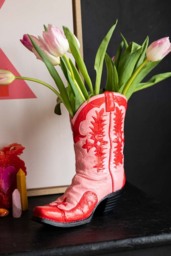 Pink & Red Cowgirl Boot Vase - thumbnail 5