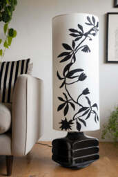 Black & White Floral Silhouette Floor Lamp - thumbnail 3