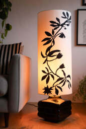 Black & White Floral Silhouette Floor Lamp - thumbnail 1