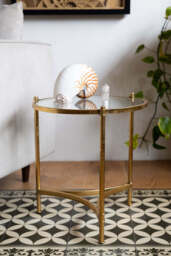 Vintage-Style Gold & Glass Side Table - thumbnail 1
