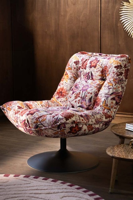 Charleston Garden Floral Velvet Swivel Chair - image 1